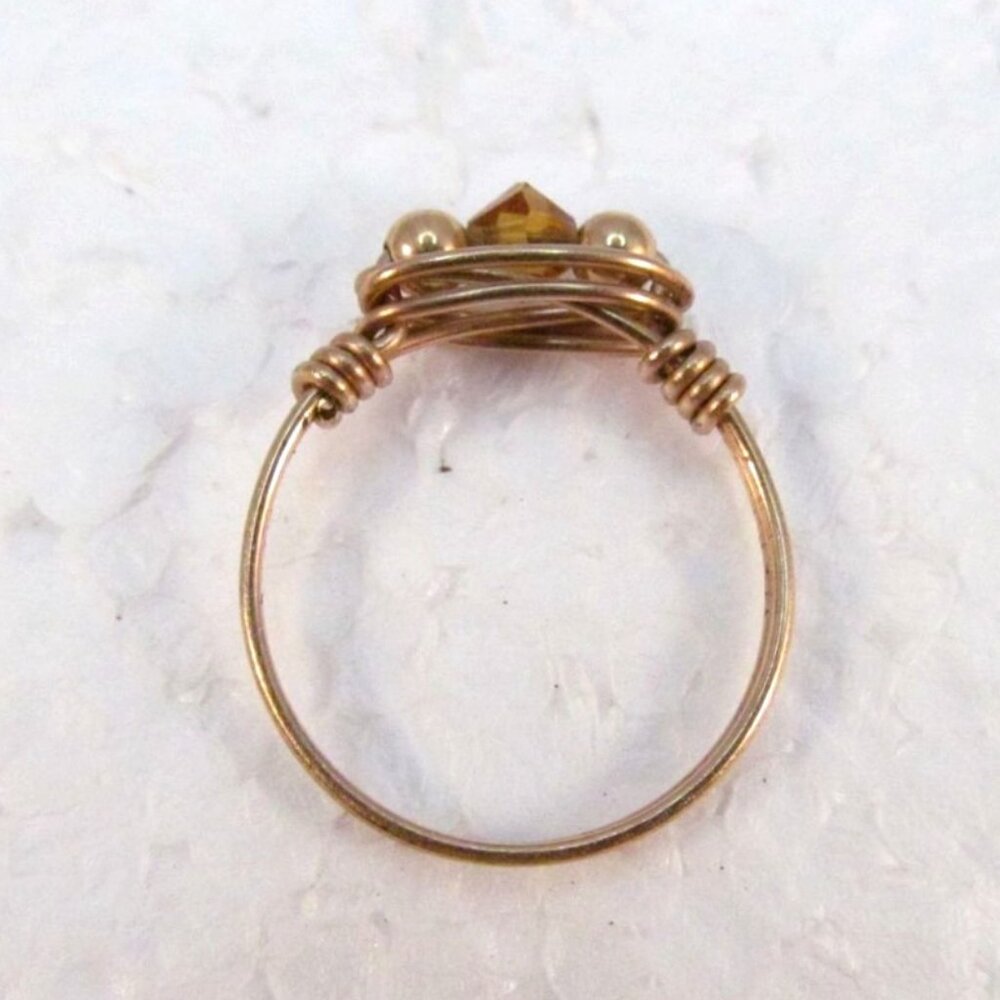 Handcrafted Gold Tone Wire Wrapped Ring With Face… - image 2